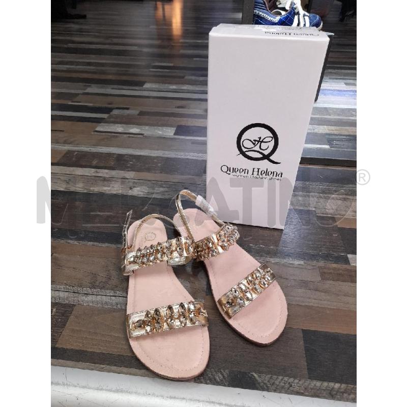SCARPE DONNA SANDALO STRASS DORATO QUEEN N 41 | Mercatino dell'Usato Montesilvano 2