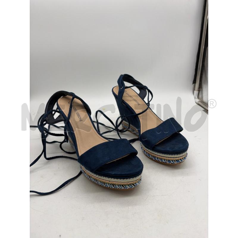 SCARPE DONNA SANDRO FERRONE BLU APERTE ZEPPA | Mercatino dell'Usato Montesilvano 1