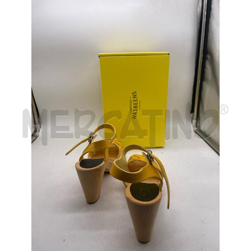 SCARPE DONNA SWEDISH HASBEENS GIALLE PELLE TACCO LEGNO | Mercatino dell'Usato Montesilvano 3