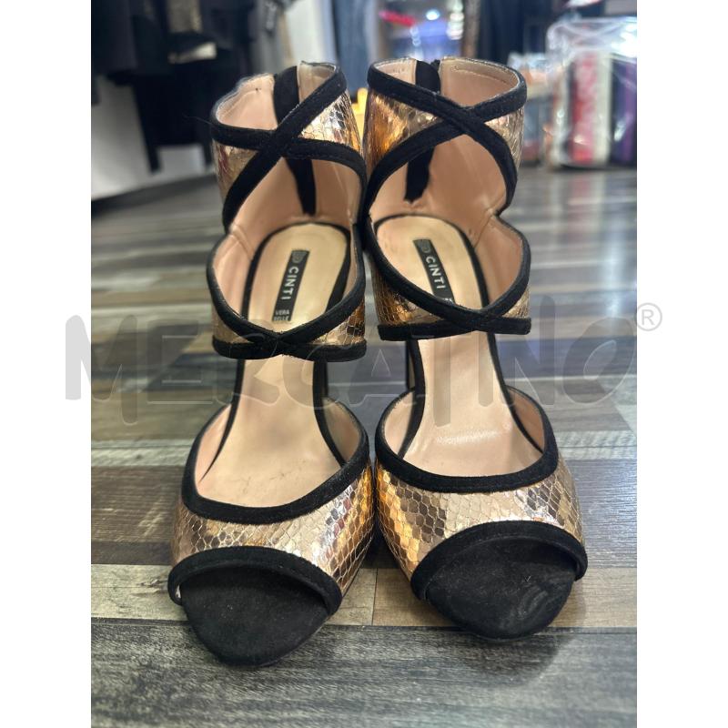 SCARPE DONNA TACCO CINTI COLOR ORO ROSA NERO  | Mercatino dell'Usato Montesilvano 4