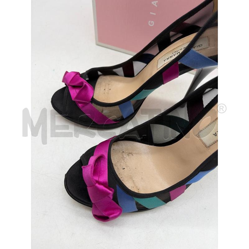 SCARPE DONNA TACCO GIANNI MARRA NERE NASTRI COLORATI FIOCCO | Mercatino dell'Usato Montesilvano 4