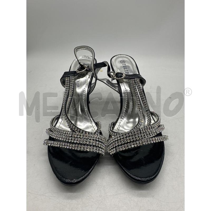 SCARPE DONNA TACCO TULIPANO GLITTER NERI APERTI | Mercatino dell'Usato Montesilvano 2