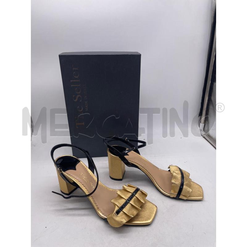 SCARPE DONNA THE SELLER NERE DORATE PELLE TACCO | Mercatino dell'Usato Montesilvano 1