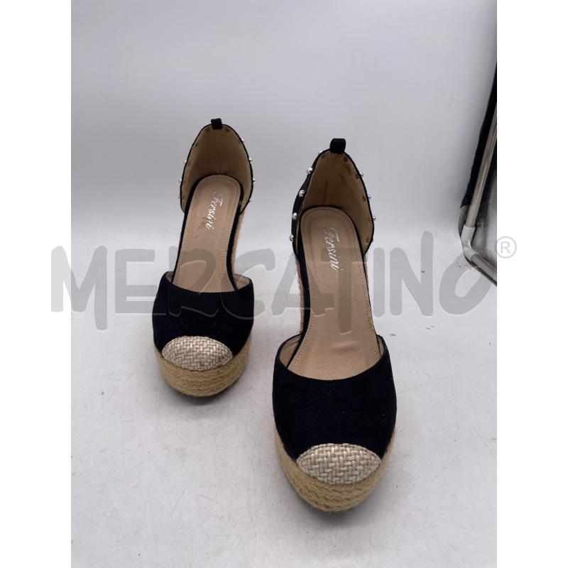 SCARPE DONNA ZEPPA PAGLIA NERE BEIGE FERSINI | Mercatino dell'Usato Montesilvano 2