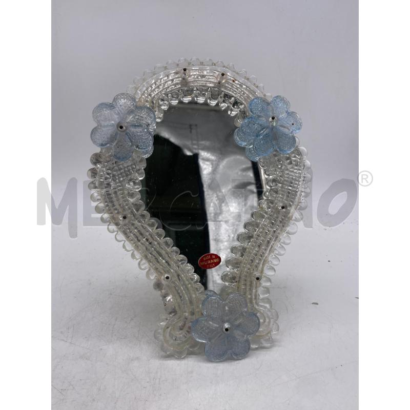 SPECCHIETTO MURANO BIANCO FIORI CELESTI | Mercatino dell'Usato Montesilvano 1