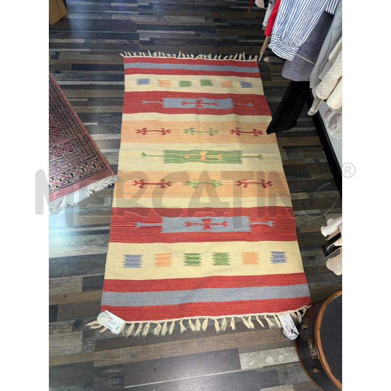 TAPPETO BEIGE RIGHE FANTASIA ROSSE VERDI 85X150  | Mercatino dell'Usato Montesilvano 1