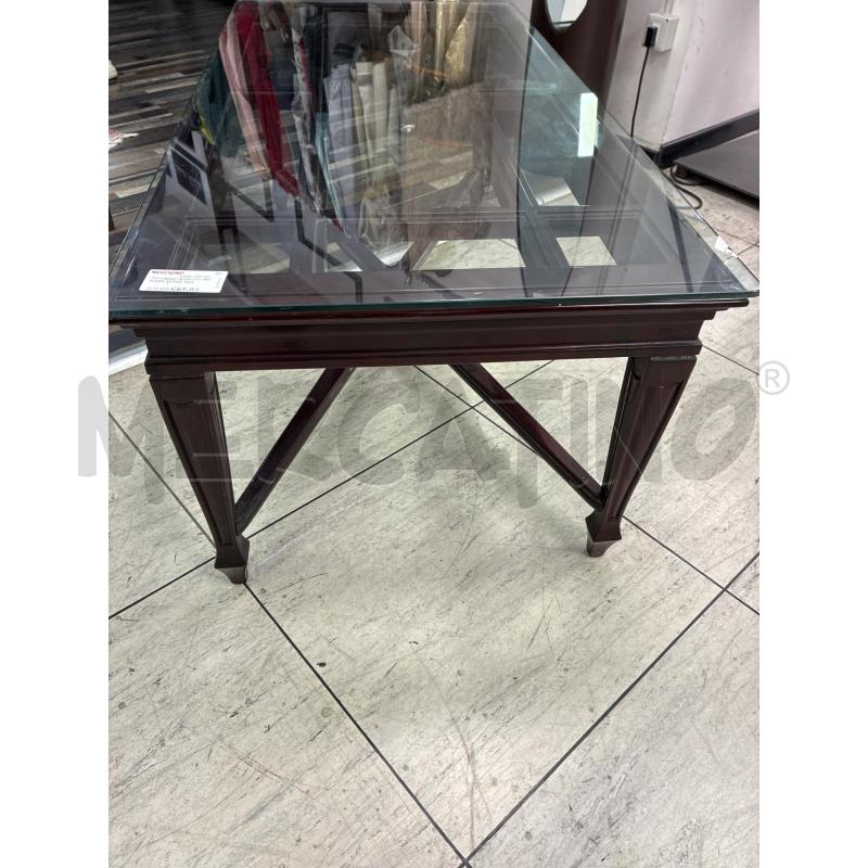 TAVOLINO LEGNO SCURO PIANO VETRO 120X60X57 | Mercatino dell'Usato Montesilvano 3