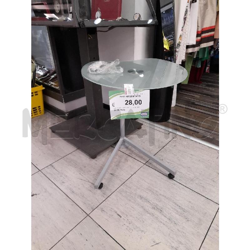 TAVOLINO VETRO BASE 3 PIEDI ARGENTATO  | Mercatino dell'Usato Montesilvano 1