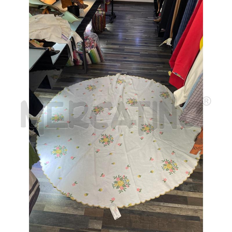 TOVAGLIA BIANCA FIORI GIALLI ROSA TONDA | Mercatino dell'Usato Montesilvano 1