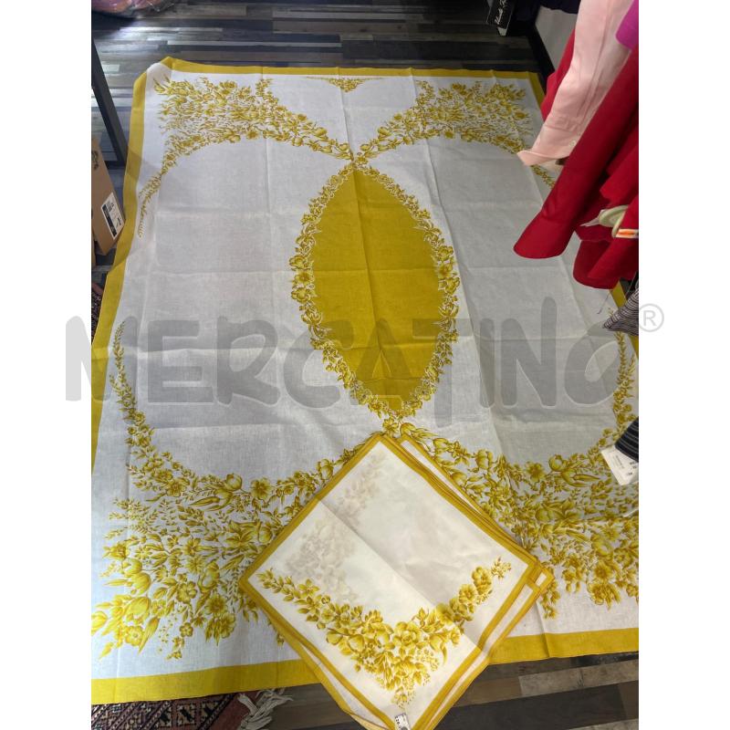 TOVAGLIA RETTANGOLARE BIANCA FIORI GIALLI 6 TOV  | Mercatino dell'Usato Montesilvano 2