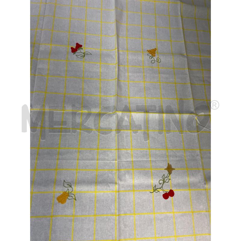TOVAGLIA RETTANGOLARE BIANCA QUADRETTATA GIALLA UVA RICAMATA +8 TOV  | Mercatino dell'Usato Montesilvano 3