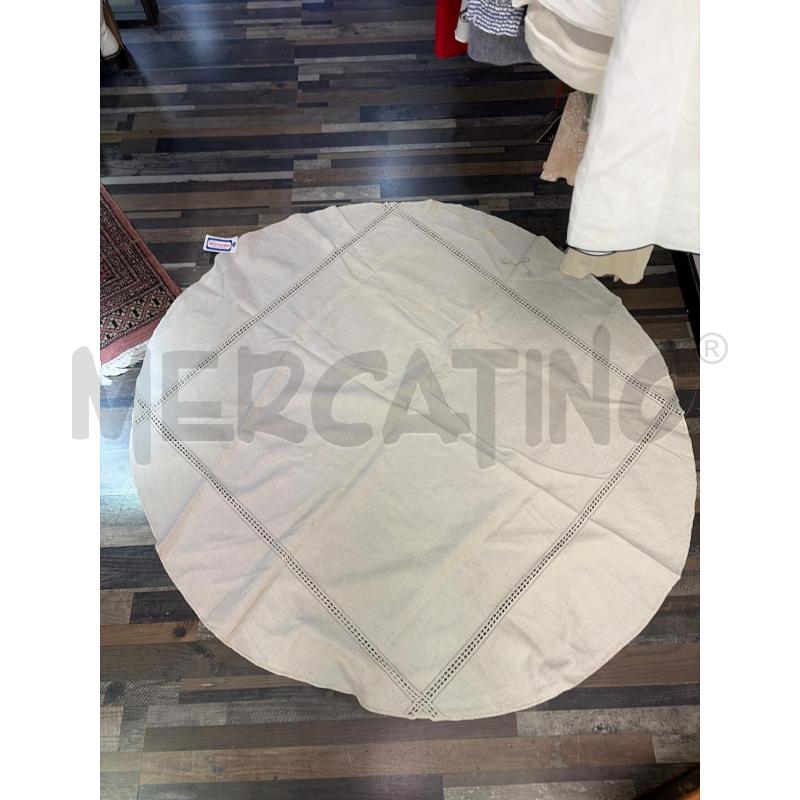 TOVAGLIA TONDA BEIGE BORDO QUADRETTI 116 X 124 | Mercatino dell'Usato Montesilvano 1