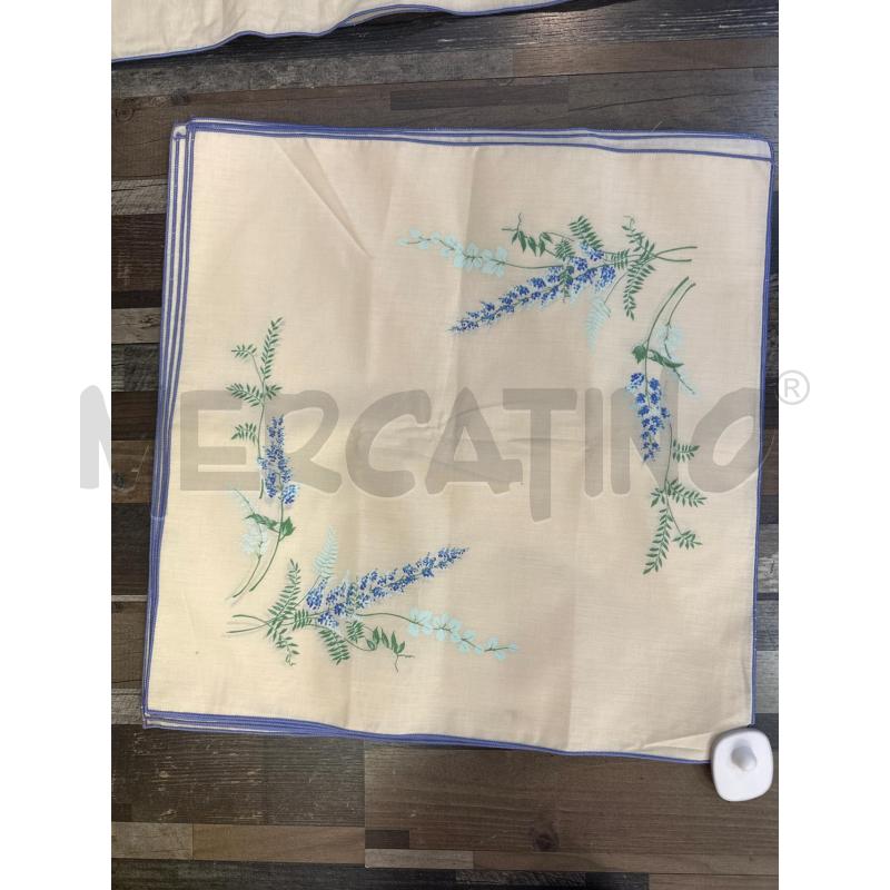 TOVAGLIA +TOVAGLIOLI FIORI BEIGE BORDI BLU | Mercatino dell'Usato Montesilvano 3