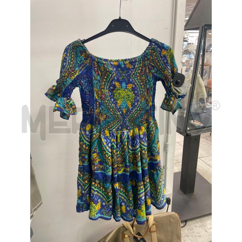 VESTITO BAMBINA ANTICA SARTORIA BLU FANTASIA GIALLA VERDE AZZURRA | Mercatino dell'Usato Montesilvano 1