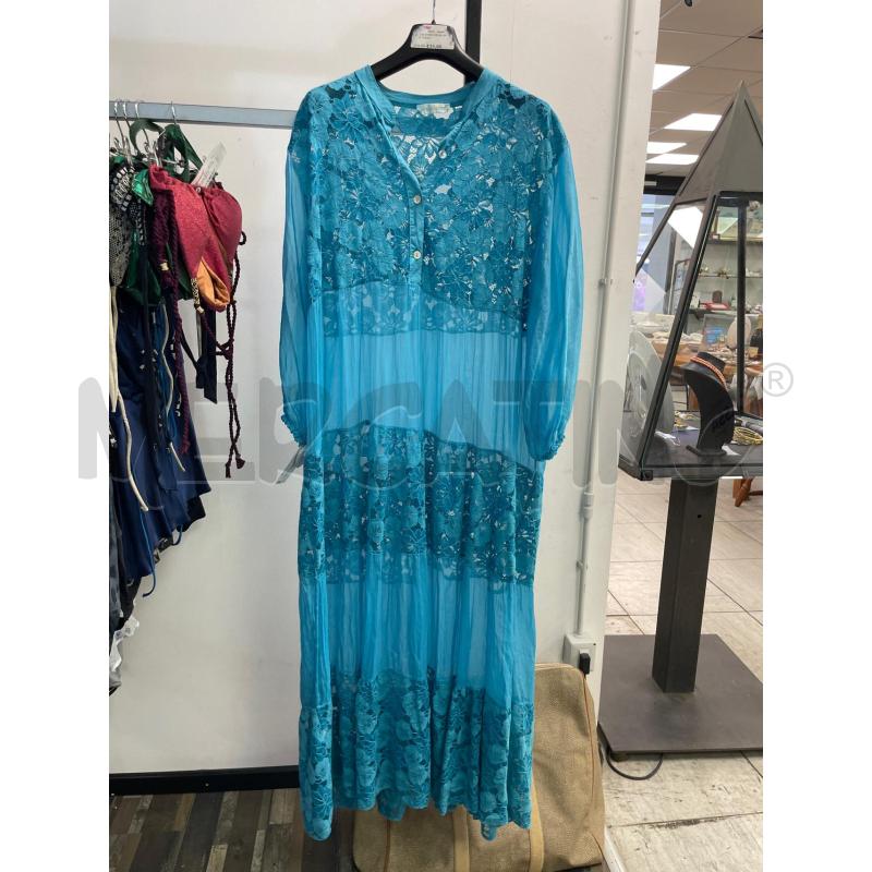 VESTITO DONNA AMARA TURCHESE TESSUTO PIZZO TG GRANDE  | Mercatino dell'Usato Montesilvano 1