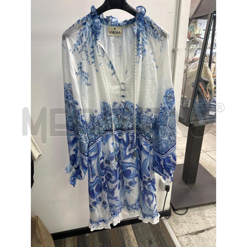 VESTITO DONNA AMOSA BIANCO FANTASIA BLU AZZURRA | Mercatino dell'Usato Montesilvano 1
