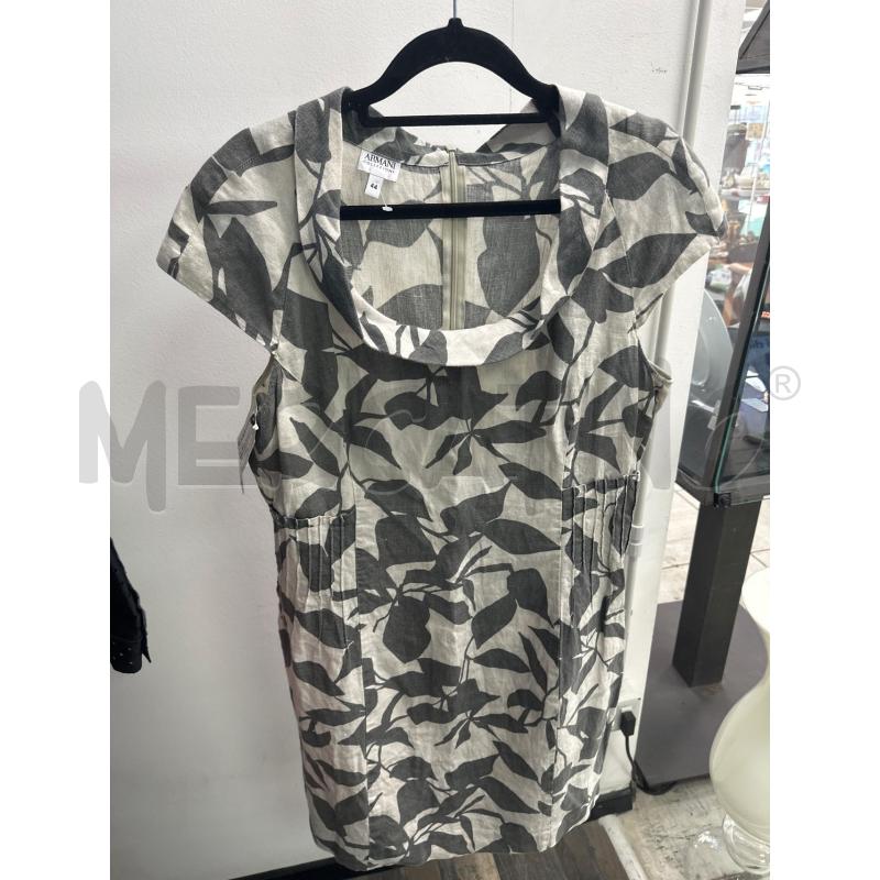 VESTITO DONNA ARMANI COLLEZIONI BEIE FOGLIE GRIGIE LINO | Mercatino dell'Usato Montesilvano 1