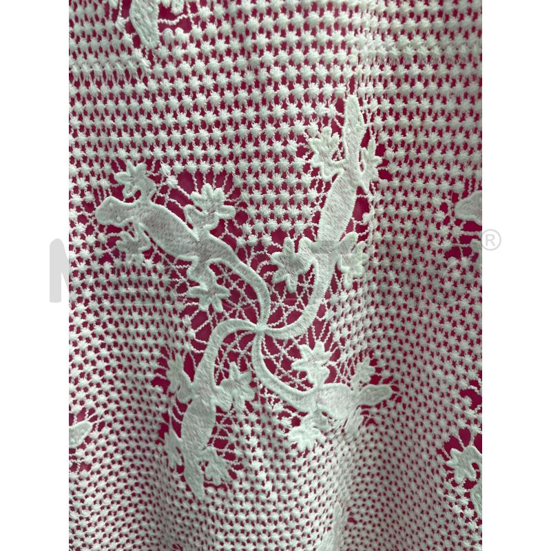 VESTITO DONNA ARTIGIANALE PIZZO BIANCO GEKI STOLA INTERNA ROSA  | Mercatino dell'Usato Montesilvano 2