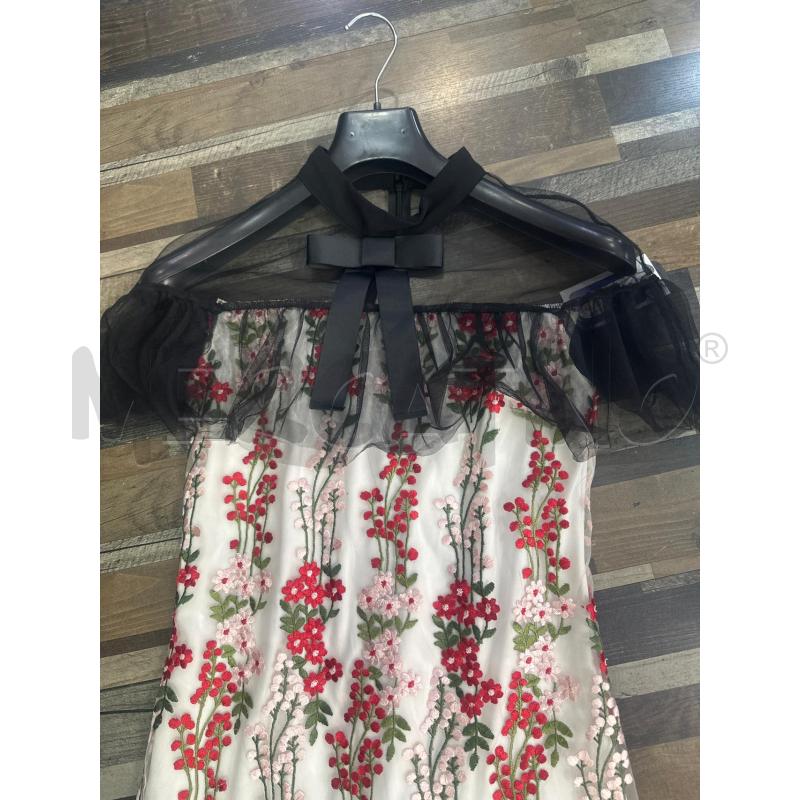 VESTITO DONNA BIANCO FIORI ROSA ROSSI FIOCCO TULLE NERO | Mercatino dell'Usato Montesilvano 2