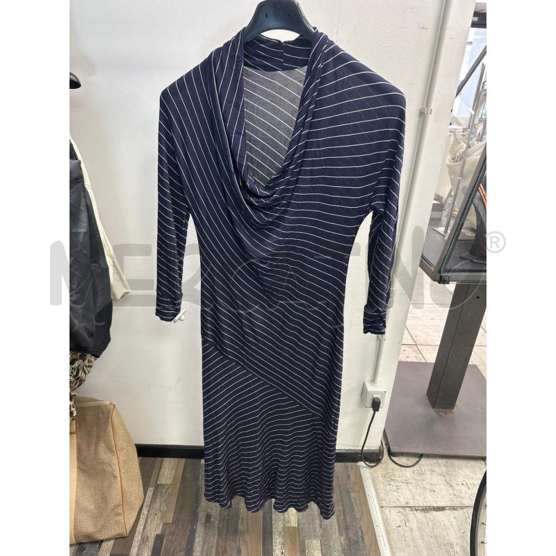 VESTITO DONNA BLU RIGHINE BIANCHE SMARCHIATO | Mercatino dell'Usato Montesilvano 1