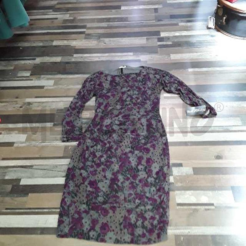 VESTITO DONNA BURANI FIORATO VIOLA GRIGIO TG 42 | Mercatino dell'Usato Montesilvano 1