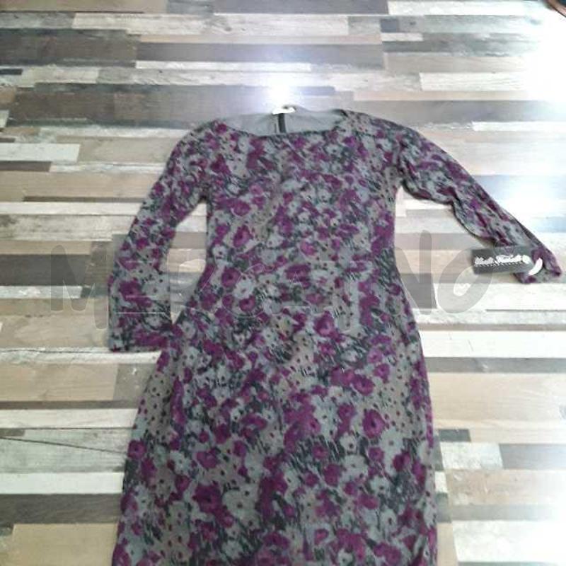 VESTITO DONNA BURANI FIORATO VIOLA GRIGIO TG 42 | Mercatino dell'Usato Montesilvano 2