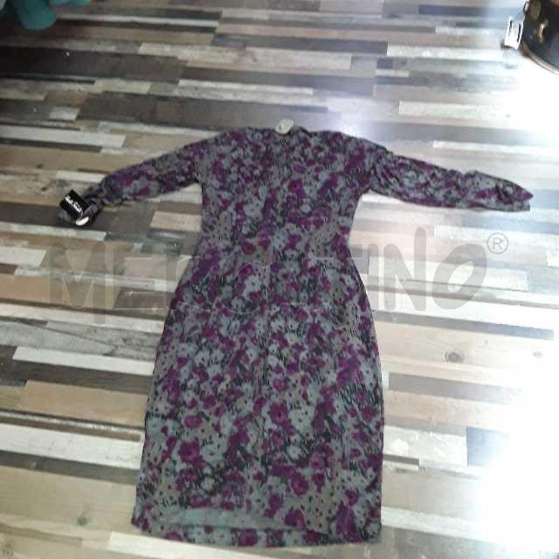 VESTITO DONNA BURANI FIORATO VIOLA GRIGIO TG 42 | Mercatino dell'Usato Montesilvano 3
