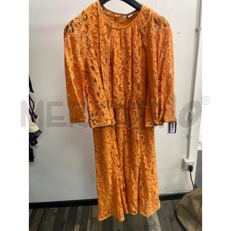 VESTITO DONNA CERIMONIA PIZZO ARANCIONE LUNGO+ COPRISPALLE | Mercatino dell'Usato Montesilvano 1