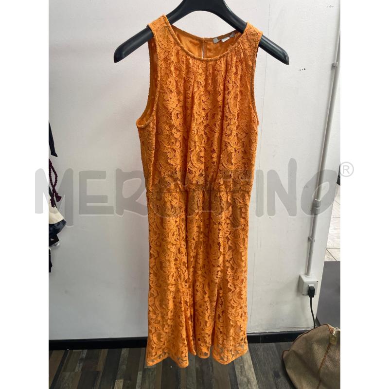 VESTITO DONNA CERIMONIA PIZZO ARANCIONE LUNGO+ COPRISPALLE | Mercatino dell'Usato Montesilvano 2