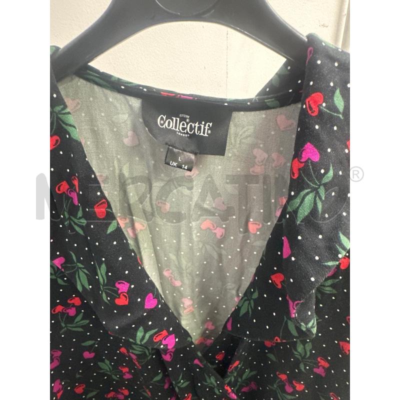 VESTITO DONNA COLLECTIF LUNGO NERO POIS CILIEGIE A CUORE | Mercatino dell'Usato Montesilvano 2
