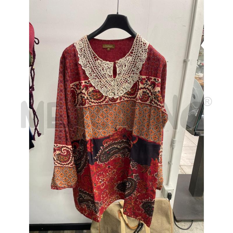 VESTITO DONNA CONBIPEL ROSSO FANTASIA PIZZO SCOLLO TG GRANDE | Mercatino dell'Usato Montesilvano 1