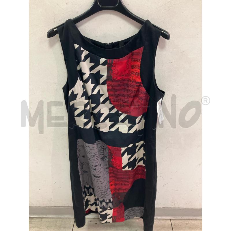 VESTITO DONNA DESIGUAL SMANICATO NERO FANTASIA BIANCA ROSSA SPARTITI  | Mercatino dell'Usato Montesilvano 1