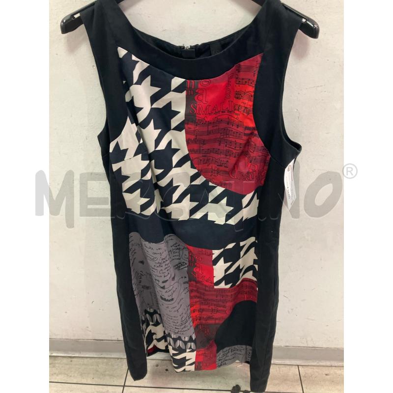VESTITO DONNA DESIGUAL SMANICATO NERO FANTASIA BIANCA ROSSA SPARTITI  | Mercatino dell'Usato Montesilvano 2