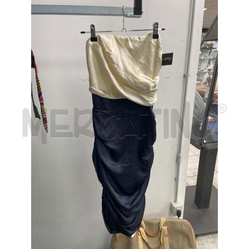 VESTITO DONNA ELISABETTA FRANCHI FASCIA ARRICCIATO BIANCO BLU SETA | Mercatino dell'Usato Montesilvano 1