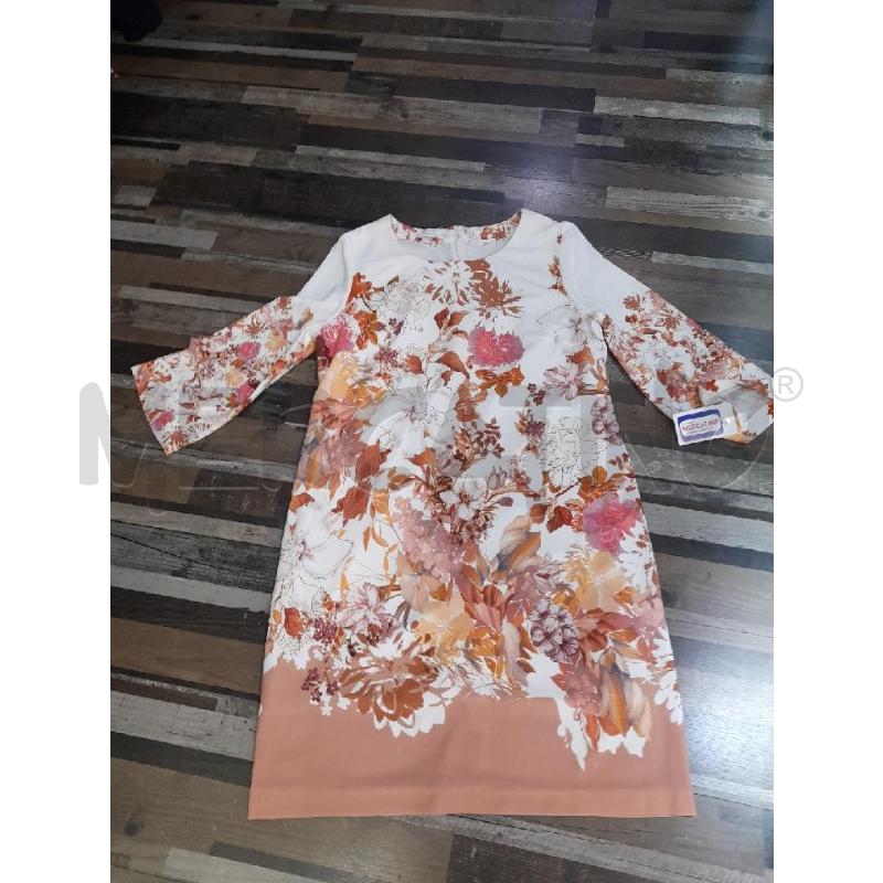 VESTITO DONNA FIORATO BEIGE BIANCOGHOACCIO TG 48 | Mercatino dell'Usato Montesilvano 1