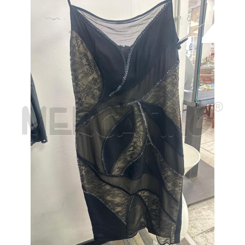 VESTITO DONNA GAI MATTIOLO NERO BEIGE PIZZI VELI LEGGERO  | Mercatino dell'Usato Montesilvano 1