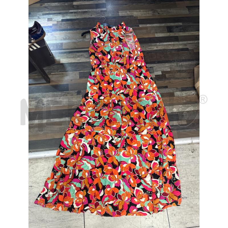 VESTITO DONNA GOLDENPOINT NERI FIORI ARANCIO FUKSIA TG GRANDE  | Mercatino dell'Usato Montesilvano 3