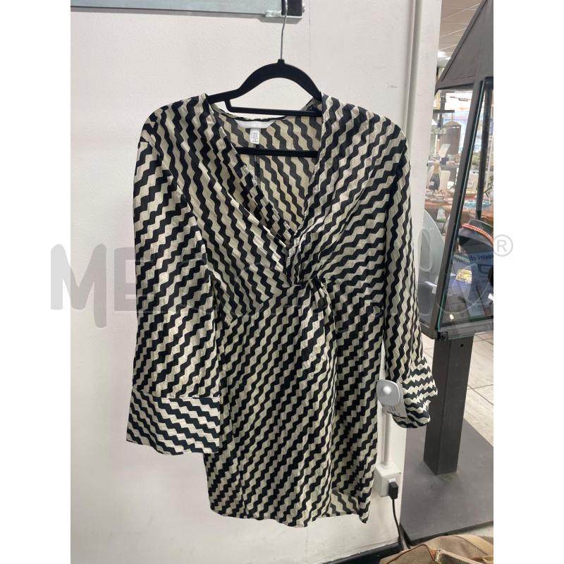 VESTITO DONNA H&M LEGGERO BEIGE ZIGZAGATO NERO | Mercatino dell'Usato Montesilvano 1