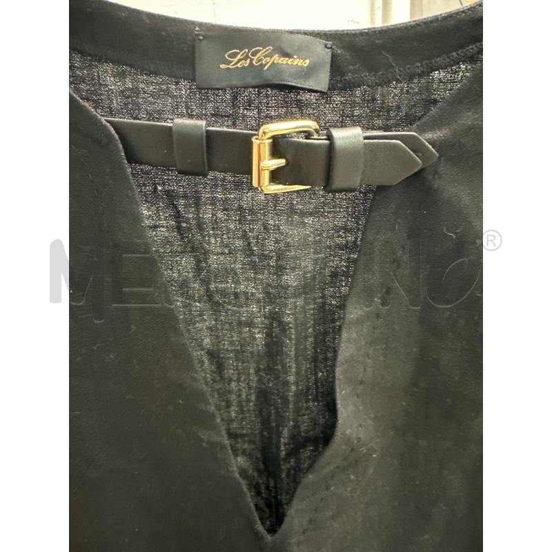 VESTITO DONNA LES COPAINS NERO LINO CINTINA SCOLLO PELLE | Mercatino dell'Usato Montesilvano 2