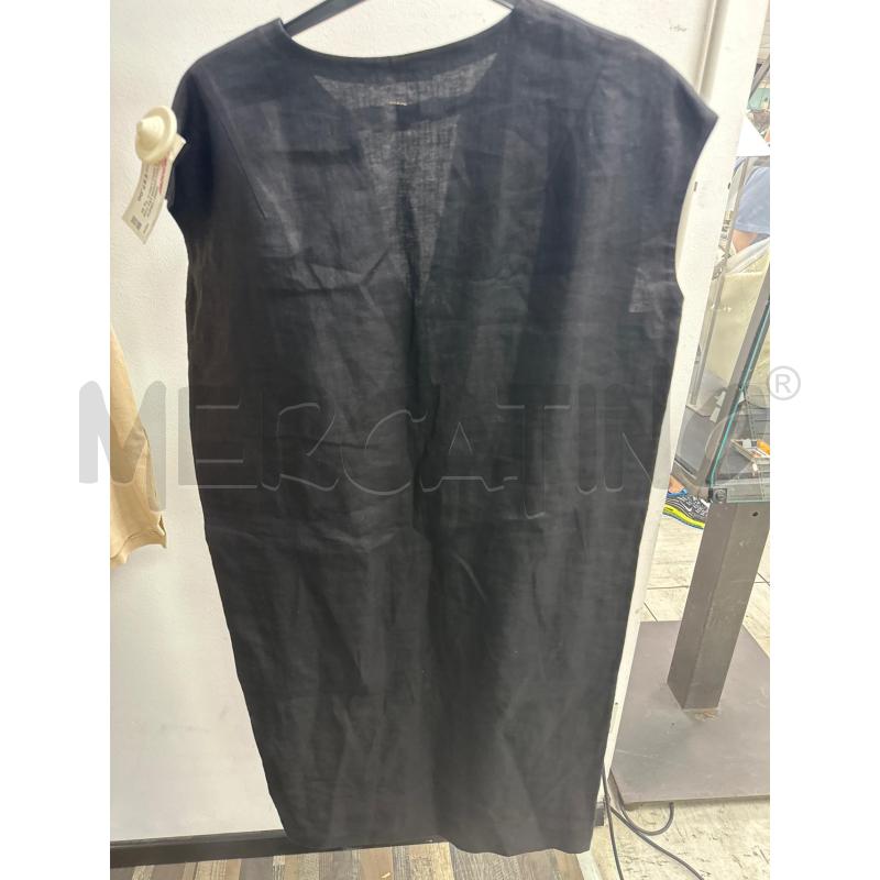 VESTITO DONNA LES COPAINS NERO LINO CINTINA SCOLLO PELLE | Mercatino dell'Usato Montesilvano 3