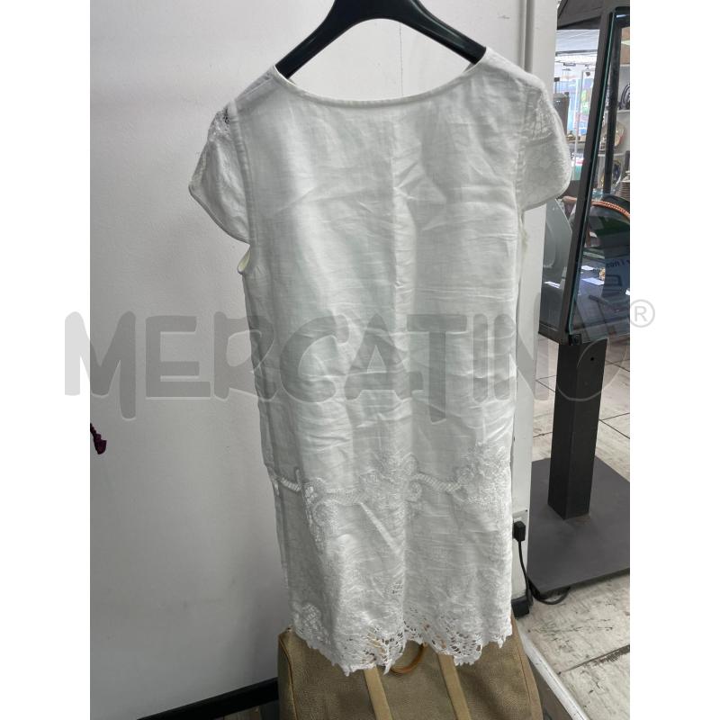 VESTITO DONNA LINO BIANCO RICAMATO FIORI SMARCHIATO | Mercatino dell'Usato Montesilvano 4