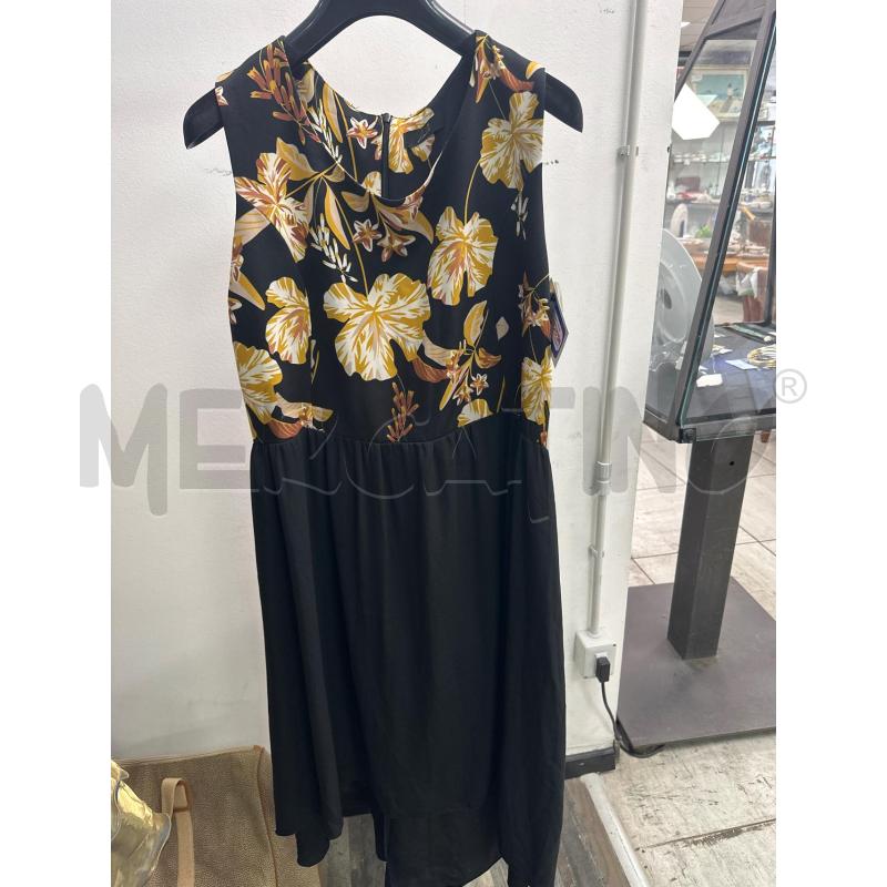 VESTITO DONNA LIZALU NERO FIORI MARRO GIALLI  | Mercatino dell'Usato Montesilvano 1