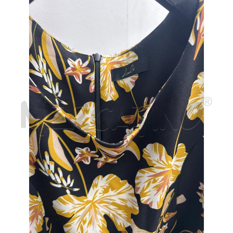 VESTITO DONNA LIZALU NERO FIORI MARRO GIALLI  | Mercatino dell'Usato Montesilvano 2