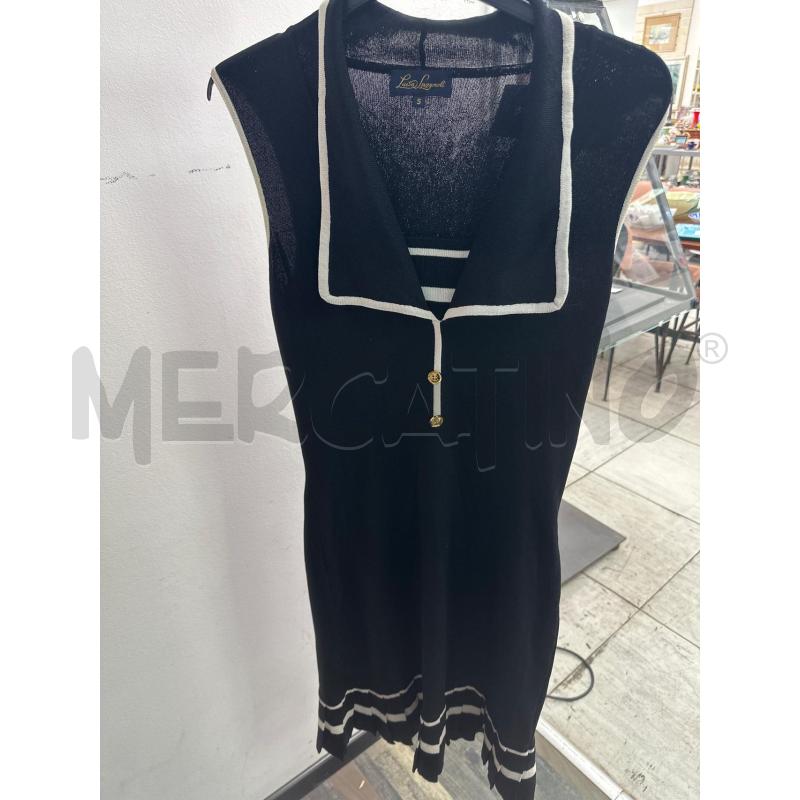 VESTITO DONNA LUISA SPAGNOLI NERO PROFILI BIANCHI BOTTONI DORATI  | Mercatino dell'Usato Montesilvano 1