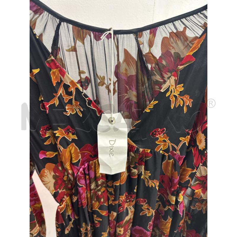 VESTITO DONNA NERO DIXIE FIORI ROSSI GIALLI | Mercatino dell'Usato Montesilvano 2