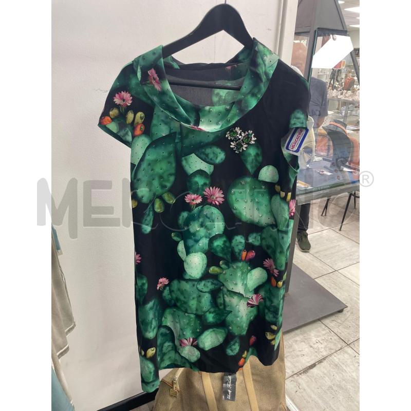 VESTITO DONNA NERO FANTASIA CACTUS VERDI DETT STRASS | Mercatino dell'Usato Montesilvano 1