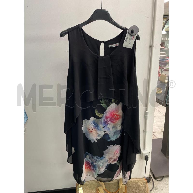 VESTITO DONNA NERO FIORATO MADE IN ITALY TG.L | Mercatino dell'Usato Montesilvano 1