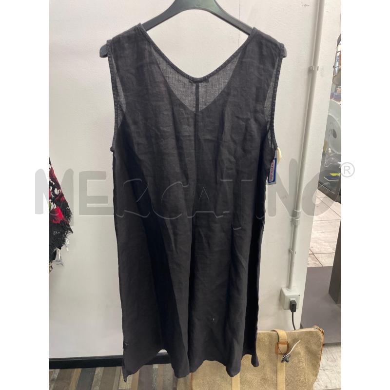 VESTITO DONNA PURO LINO NERO FIORI PERLINE APPLICATI  | Mercatino dell'Usato Montesilvano 3