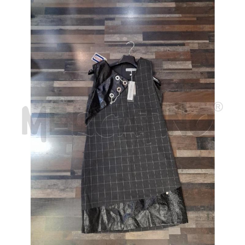VESTITO DONNA RINASCIMENTO SMANICATO GRIGIO PARTE ECOPELLE NERA CATENINE SPALLA | Mercatino dell'Usato Montesilvano 1