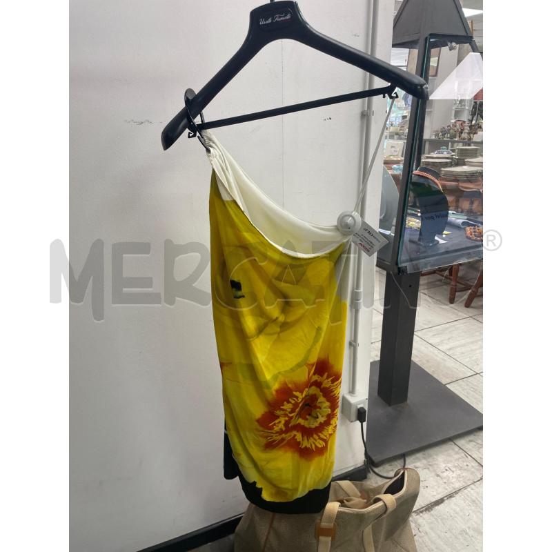 VESTITO DONNA ROBERTO CAVALLI MONO SPALLA GIALLO BIANCO TG 42 | Mercatino dell'Usato Montesilvano 1